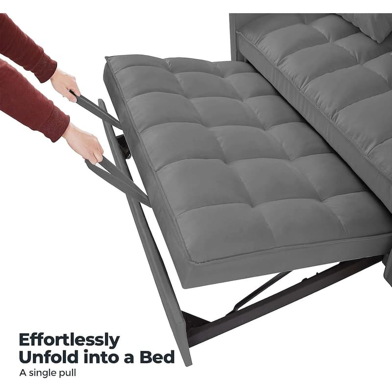 3 in 1 Velvet Sofa Bed with Adjustable Backrest