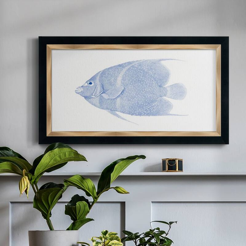 Blue & White Tropical Fish V Premium Framed Canvas- Ready to Hang