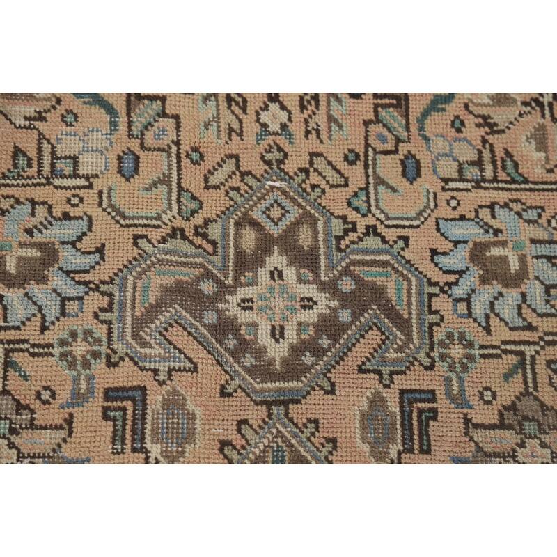 Geometric Tabriz Vintage Persian Area Rug Hand-Knotted Wool Carpet - 6'8" x 9'10"
