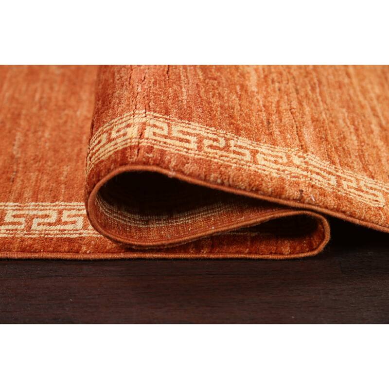 Orange Bordered Oriental Gabbeh Kashkoli Wool Runner Rug Hand-knotted - 2'8" x 8'11"