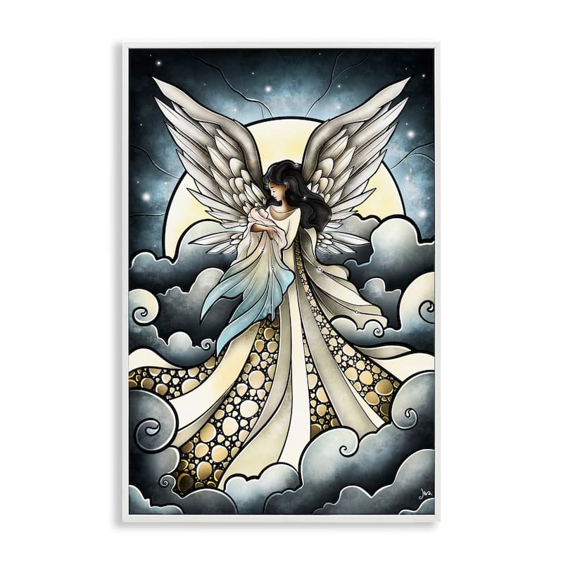 Stupell Classic Angel & Baby in Clouds Framed Giclee Art Design By Mandie Manzano - 16 x 24 - White