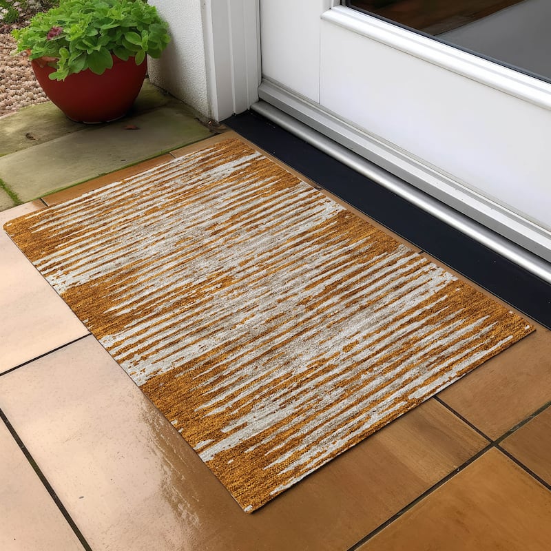 Machine Washable Indoor/ Outdoor Ombre Chantille Abstract Rug - Paprika - 1'8" x 2'6"