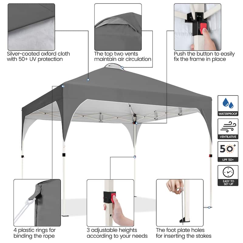 Yaheetech 10x10ft Outdoor Pop-Up Canopy Tent with Stakes Sandbags