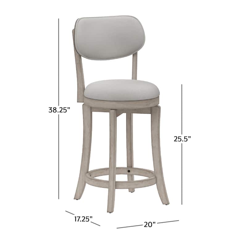 Hillsdale Sloan Wood Upholstered Swivel Counter Stool - 38.25H x 20W x 17.5D; Seat Height: 25.5H