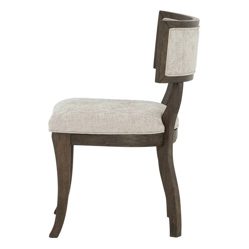Marie Beige Upholstered Dining Chairs (Set of 2) - Solid Wood Frame, Curved Oak Legs, 32.25""H"