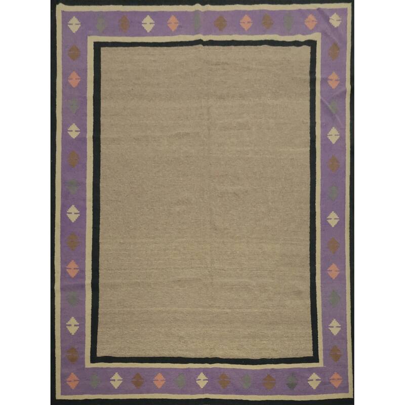 Hand Woven Oriental 100% Wool Carpet Southwestern Modern Brown Kilim Area Rug - 10' 0'' X 9' 7''