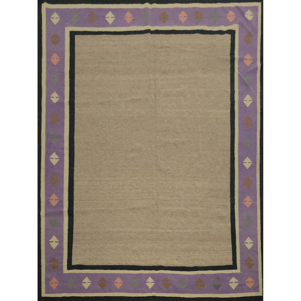 Hand Woven Oriental 100% Wool Carpet Southwestern Modern Brown Kilim Area Rug - 10' 0'' X 9' 7''