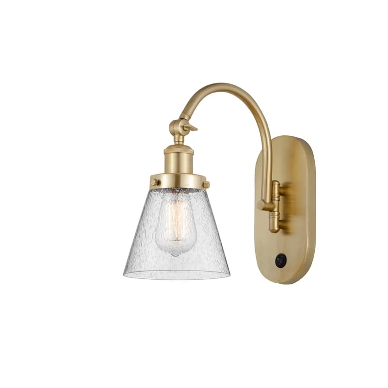 Innovations Lighting 918-1W-13-7 Cone Sconce Cone 13" Tall Wall Sconce - Satin Gold / Seedy