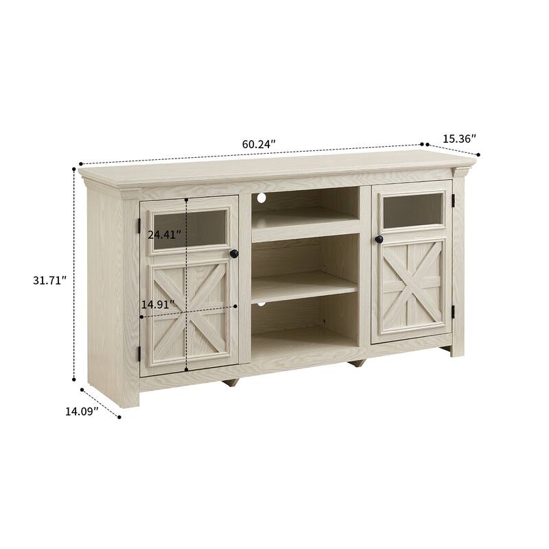 Vintage Farmhouse Style Wooden Storage Sideboard with Cable Management Holes