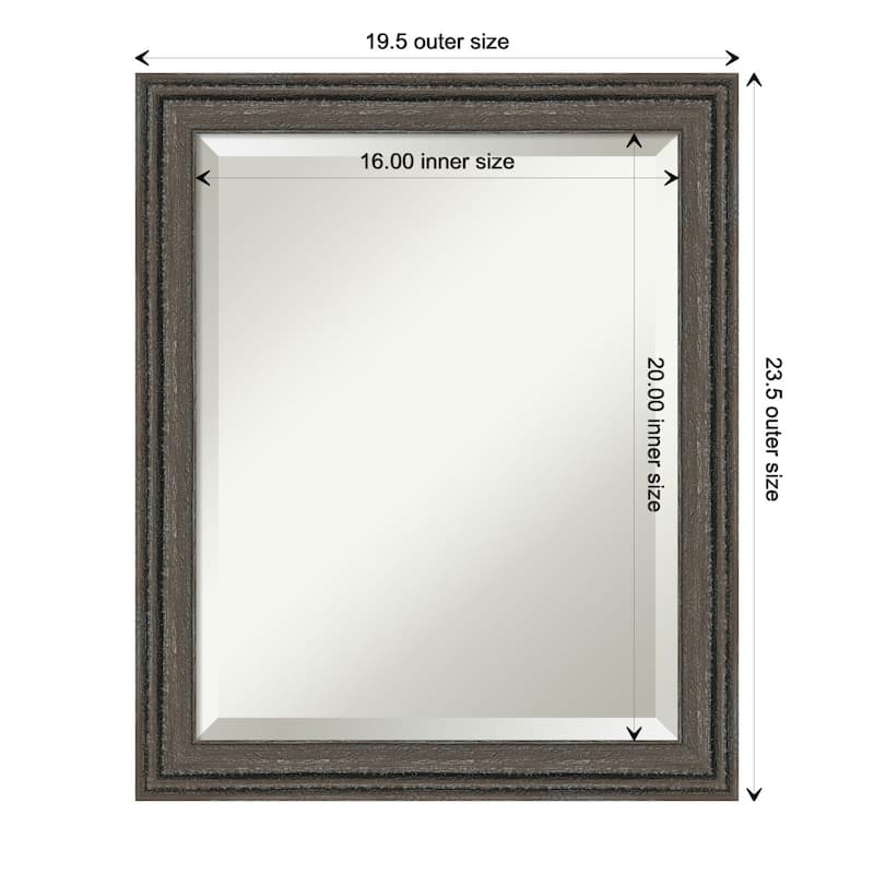 Upcycled Beveled Wood Framed Wall Mirror - Upcycled Brown Grey - Glass Size 16x20