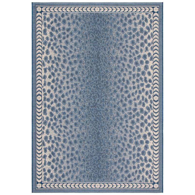 SAFAVIEH Courtyard Sanyi Indoor/ Outdoor Waterproof Patio Backyard Rug - 2' x 3'7" - Navy/Beige