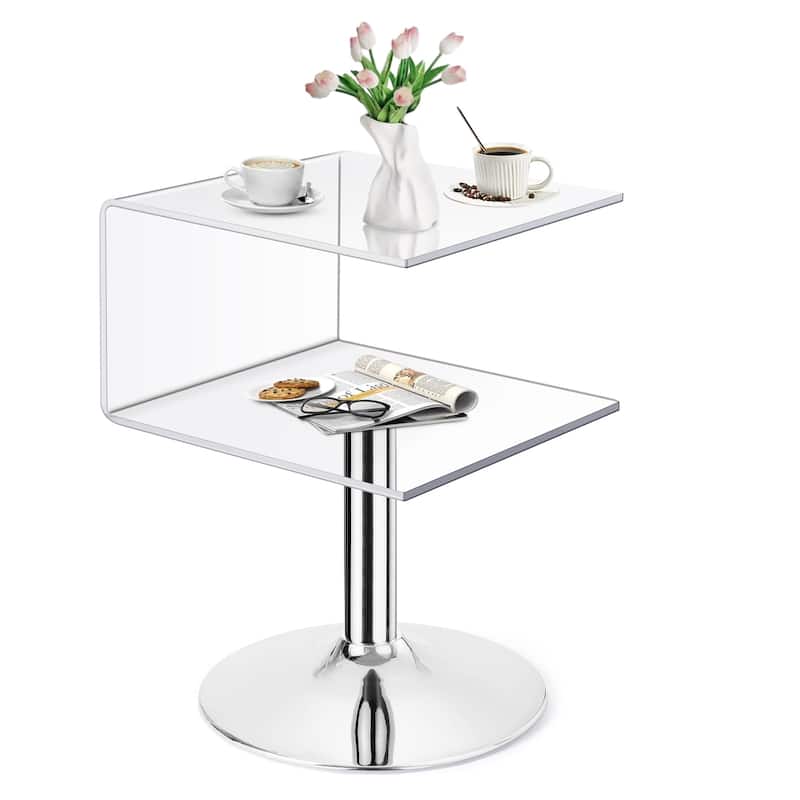 Modern Acrylic Clear Side Table C-shaped End Table - 23.6"H x 15.8"W x 15.8"L