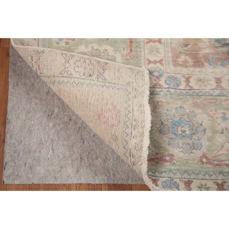 Hand Knotted Oriental 100% Wool Carpet Traditional All-Over Peach Tabriz Area Rug - 12' 8'' X 10' 0''