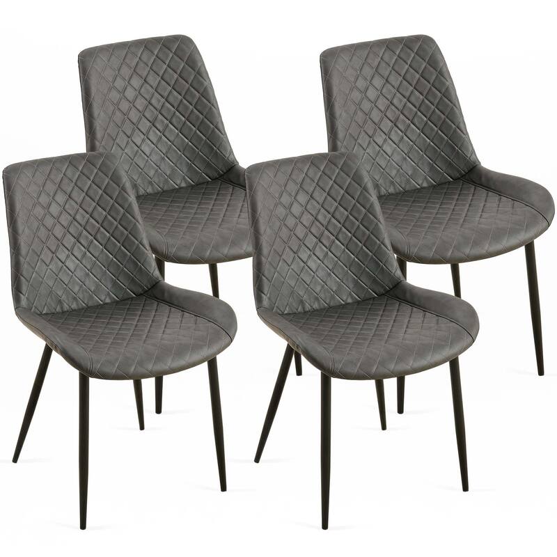 Mid-Century Leathaire Dining Chairs,Side Chair with Metal Legs