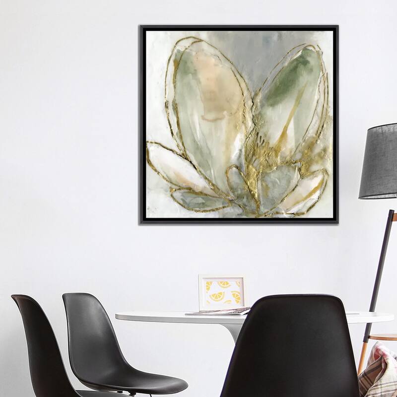 iCanvas "Blooming Gold I" by Jennifer Goldberger Framed