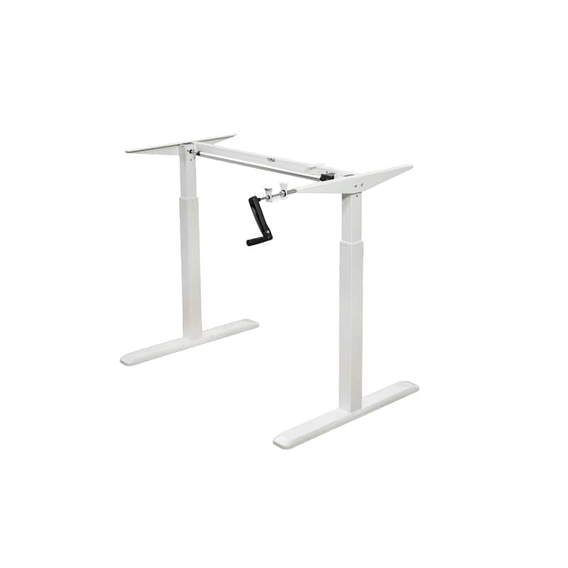 Canary Products White Height Adjustable Crank Desk Frame, Tabletop Not Included, 48.56 Inch Max Height