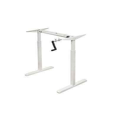 Canary Products White Height Adjustable Crank Desk Frame, Tabletop Not Included, 48.56 Inch Max Height
