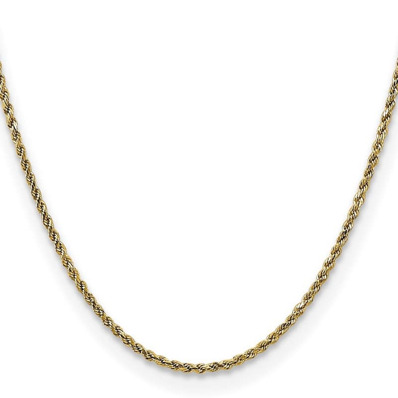 Curata 10k Yellow Gold 2.25mm Semi solid Diamond Cut Rope Chain Necklace for Men (Lobster)