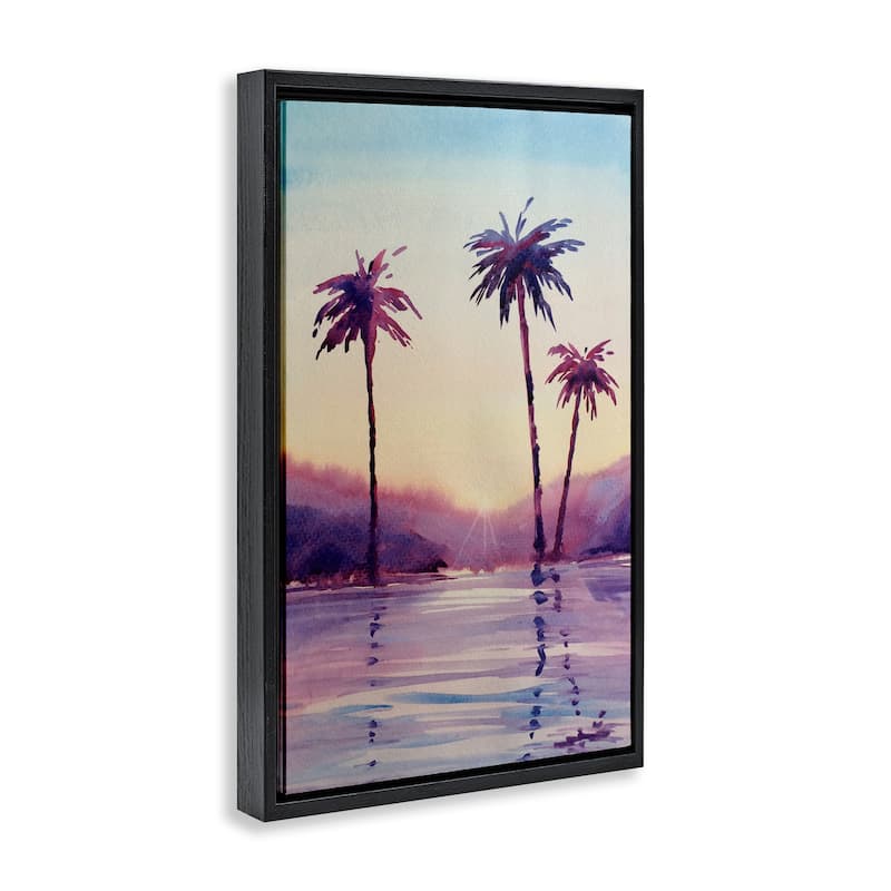 Stupell Purple Hued Palm Trees Framed Floater Canvas Wall Art Design By Stephanie Fielden