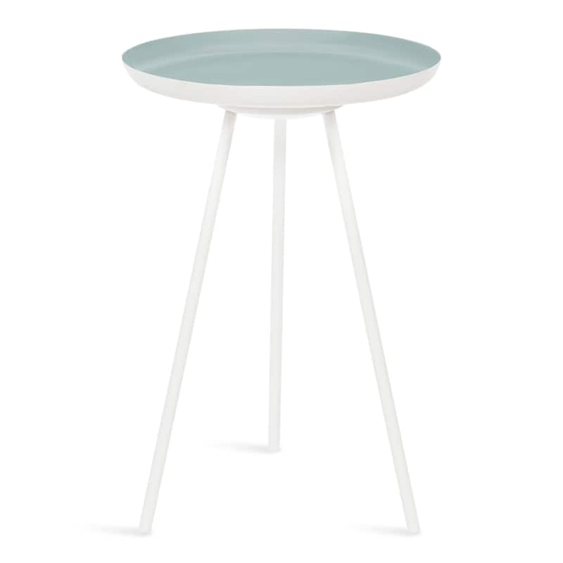 Kate and Laurel Laranya Round Metal Side Table - 15x15x22.5 - Blue/White