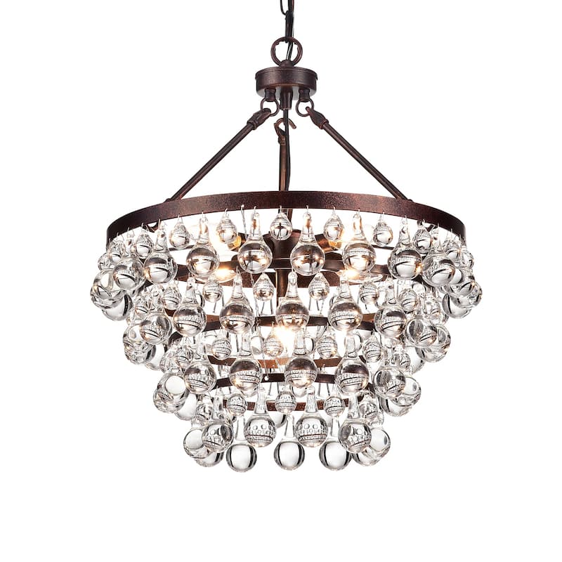 Antique Copper 5-Light Four Tier Crystal Chandelier - Antique Copper