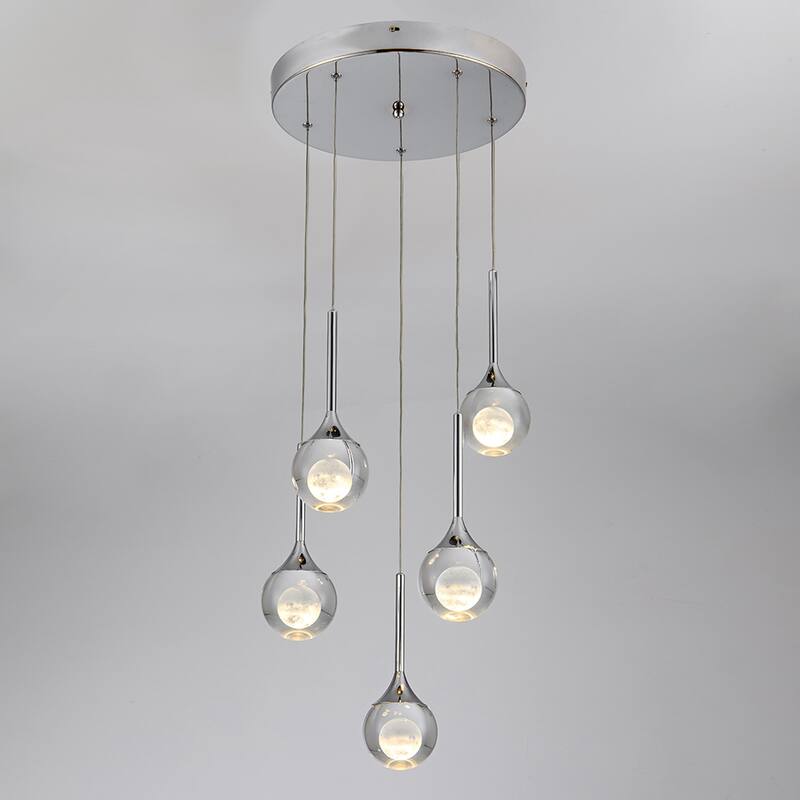 5-Light Crystal Chandelier LED chandelier - 5-Light Chrome
