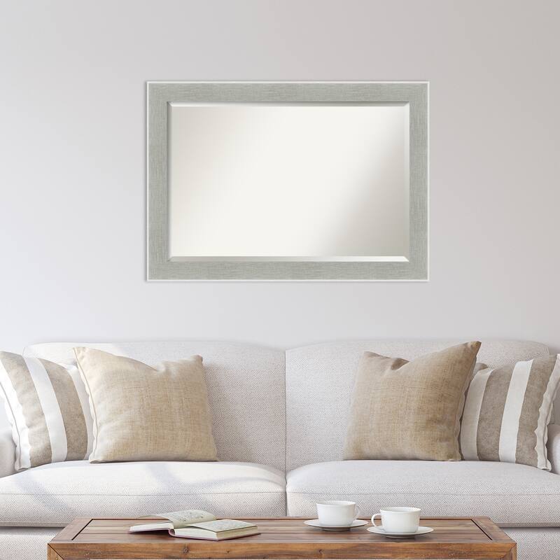 Beveled Wall Mirror - Glam Linen Grey Frame - Glam Linen Grey