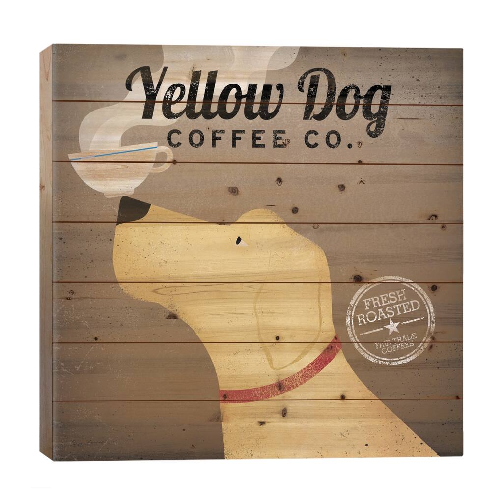 Yellow Dog Coffee Co. Print On Wood by Ryan Fowler - Multi-Color