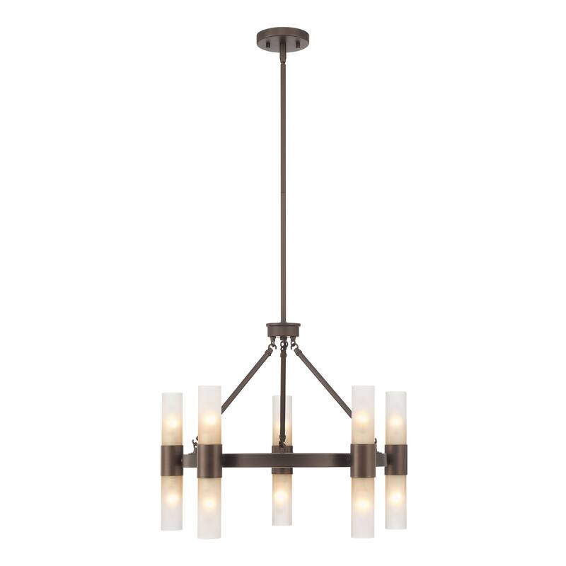 Lyssna Cirkel 10 Light Chandelier in Oil Rubbed Bronze with Etched Bronze Ombre