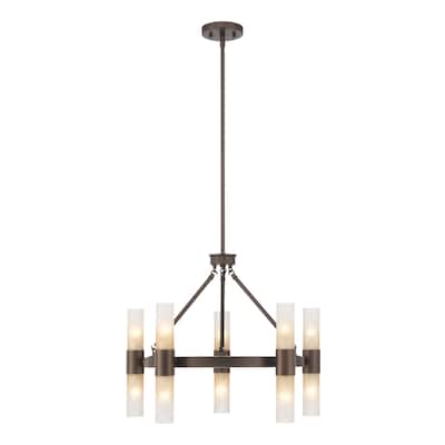 Lyssna Cirkel 10 Light Chandelier in Oil Rubbed Bronze with Etched Bronze Ombre
