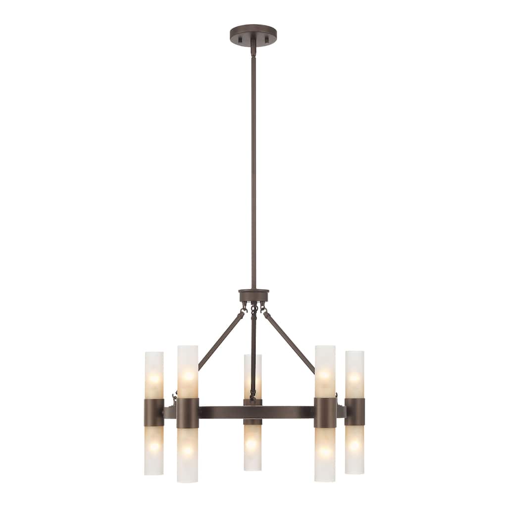 Lyssna Cirkel 10 Light Chandelier in Oil Rubbed Bronze with Etched Bronze Ombre
