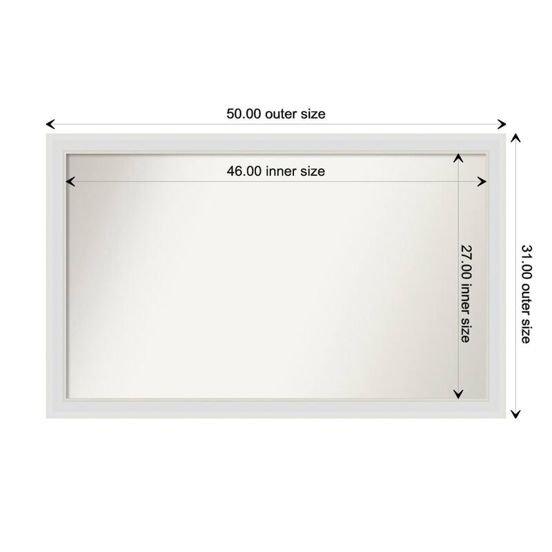 Flair Soft White Narrow Framed Non-Beveled Custom Wall Mirror, Bathroom Vanity Mirror - Outer Size: 50 x 31