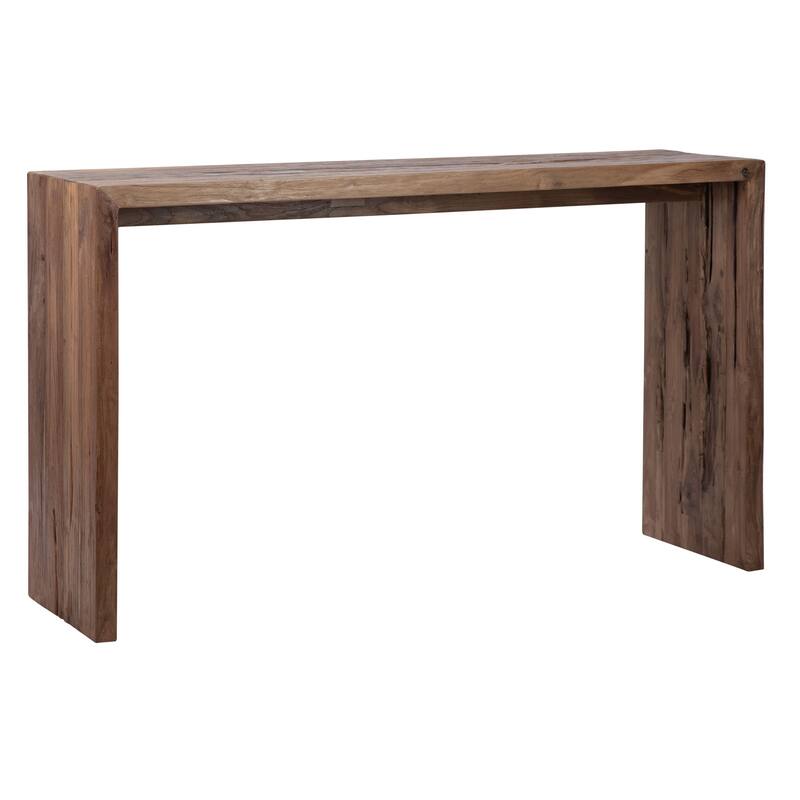 Camila 54-inch Rectangular Reclaimed Teak Waterfall Console Table - Medium Brown