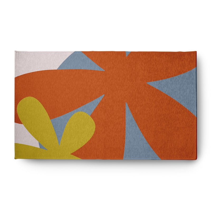 Bold Flowers Modern & Contemporary Chenille Area Rug - Perfect Orange - 3' x 5'