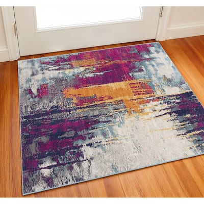 HomeRoots Abstract Mid-Century Square Area Rug
