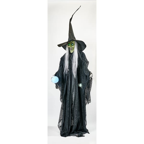 slide 2 of 2, 93" Standing Animated Halloween Witch
