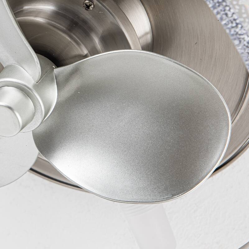 13" Modern Sand Nickel Flush Mount Ceiling Fan with LED Light and Remote