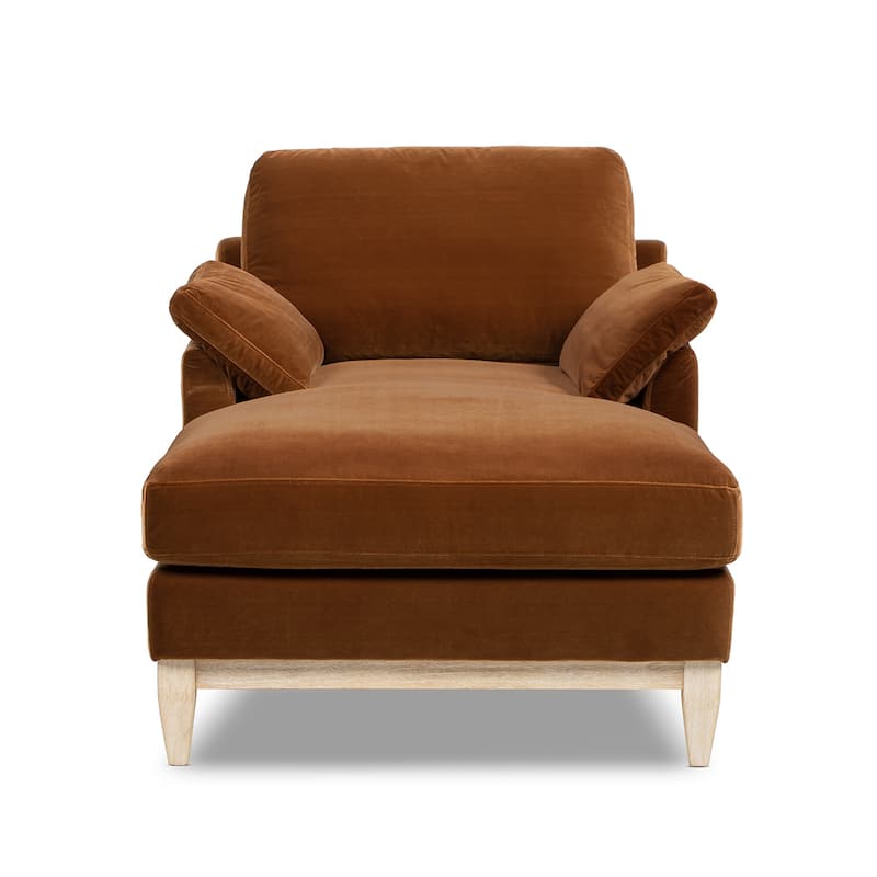 Pasadena 63" Loose Pillow Back Velvet Upholstered Chaise Lounge Chair - 63"W X 37"D X 35.5"H