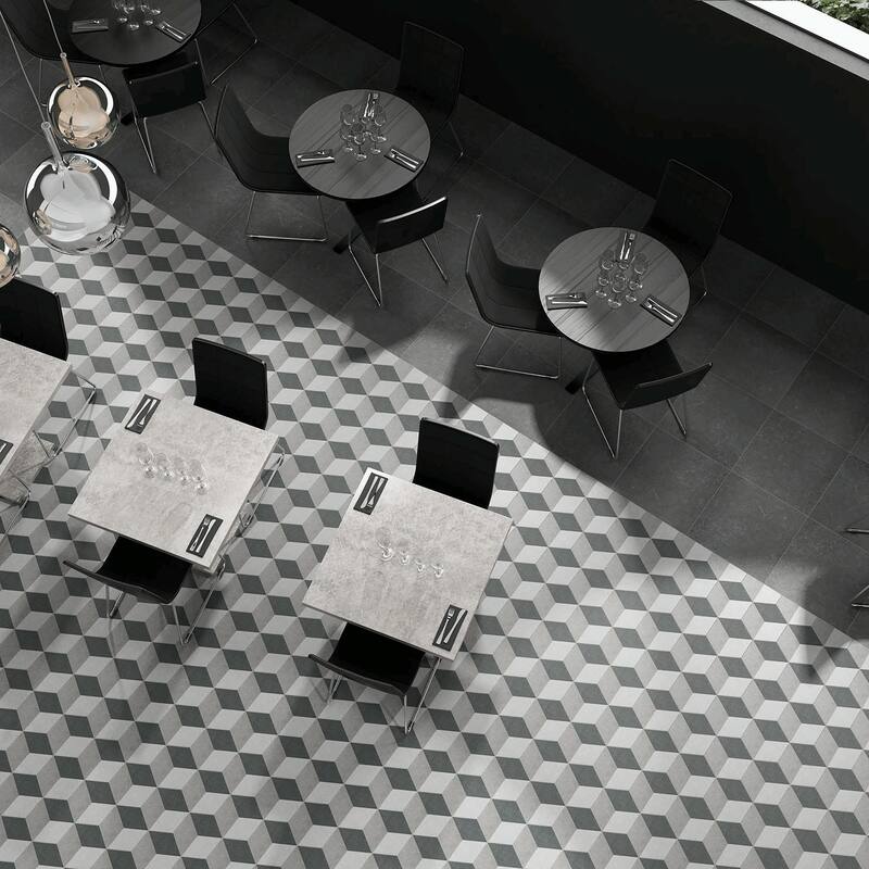 Merola Tile Traffic Hex 3D Grey 8.63" x 9.86" Porcelain Floor and Wall Tile
