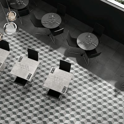 Merola Tile Traffic Hex 3D Grey 8.63" x 9.86" Porcelain Floor and Wall Tile