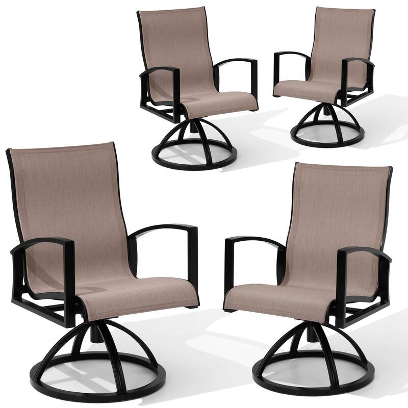 Outdoor Patio Aluminum Swivel Dining Chairs Armchair Sunbrella Fabric