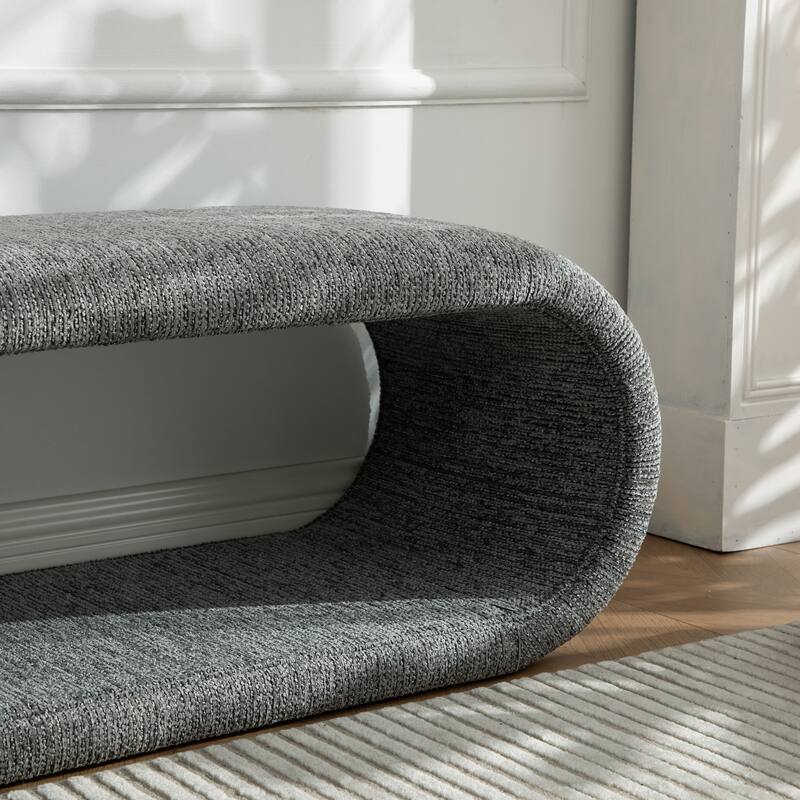 52.2''W Modern Chenille Upholstered Bench,Entry Shoe Bench Stool