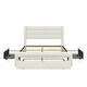 preview thumbnail 6 of 24, Leather Upholstered Platform Bed with Drawers and Charging Station,Queen Size