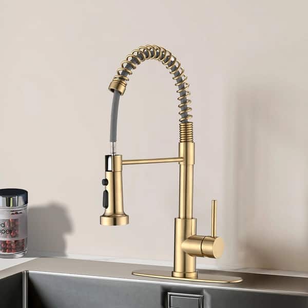 FROPO Waterfall Kitchen Faucet With Pull-Down Sprayer – 4-in-1 Brushed Gold, 304 Stainless Steel, 4 Modes (Waterfall/Stream/Spray/Sweep) For Versatile Cleaning