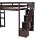 preview thumbnail 5 of 9, Twin size Loft Bed with Storage Drawers, Kid's Bed with Stairs, Pine Wooden Bed Frame with Shelves for Bedroom, Brown
