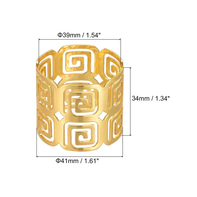 Metal Napkin Rings, 6pcs Hollow Napkin Ring Holder Set, Gold Tone - Gold Tone - 39mm