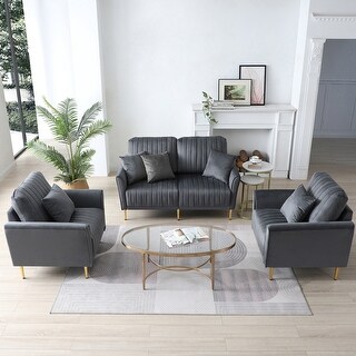 Channel Tufting Sofa Sets, Living Room Velvet Loveseat Couch Sets ...