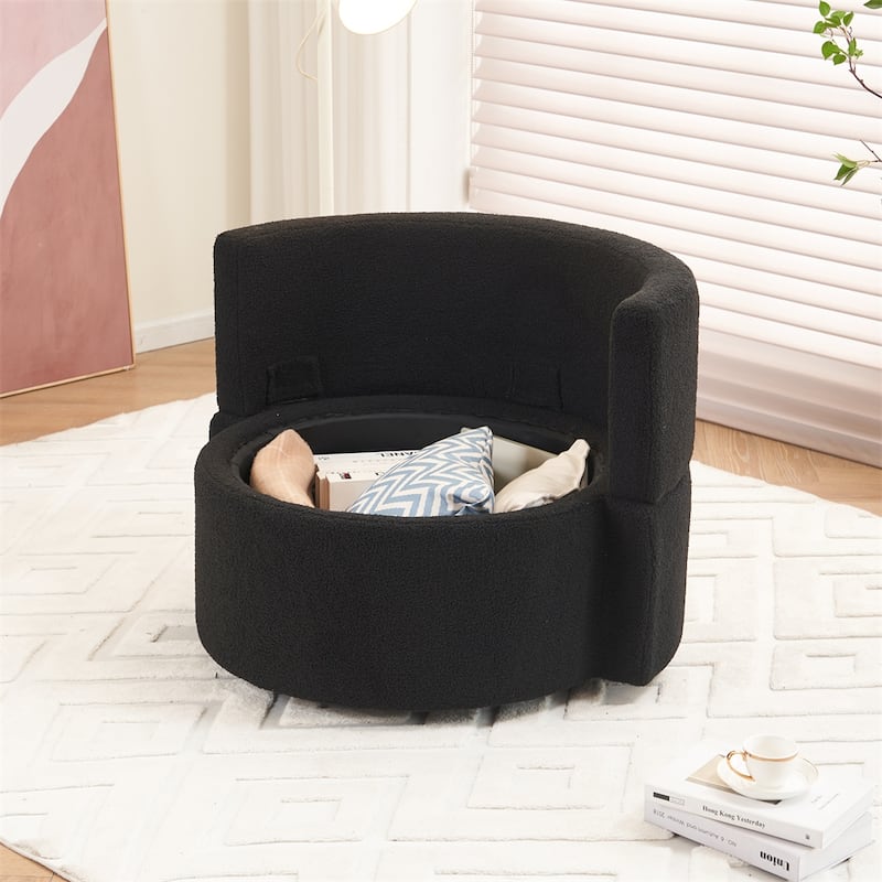 Teddy Fabric Swivel And Storage Chair w/Back Cushion For Living Room