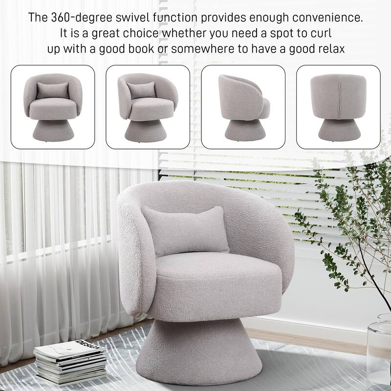 Ouyessir Teddy Sherpa Upholstered Swivel Cuddle Barrel Sofa Chairs