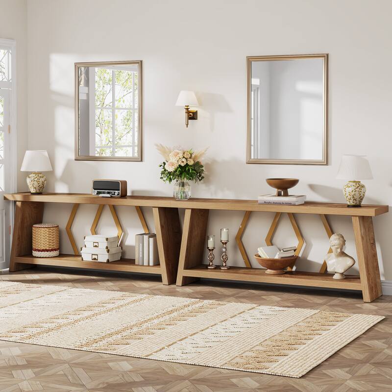 70.86-Inch Console Table, Wood Entryway Table with Storage, Couch Side Foyer Hallway Accent Table for Living Room, Entrance